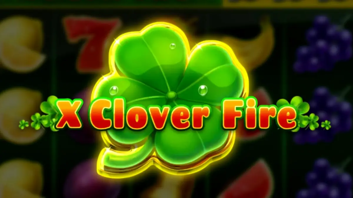 Interface do jogo de slot X Clover Fire com símbolos clássicos e trevos brilhantes
